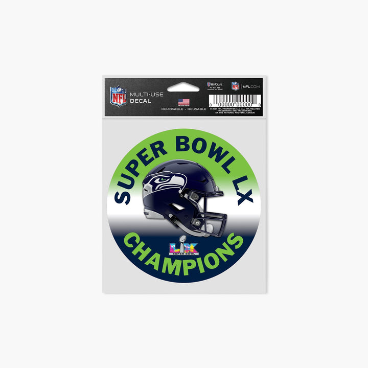 Seattle Seahawks Super Bowl LX Champions 3.75" x 5" Helmet Decal