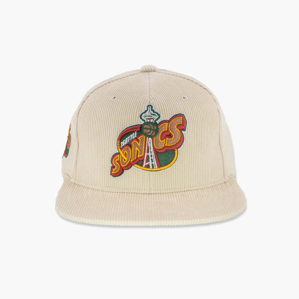 Seattle SuperSonics Cream Space Needle Corduroy Snapback