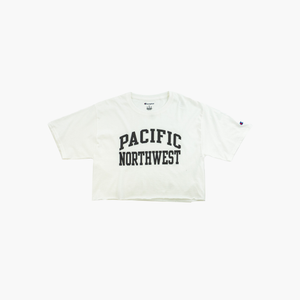Pacific Northwest White Boyfriend Womens Crop T-Shirt