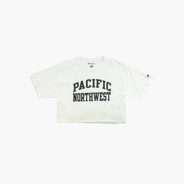 Pacific Northwest White Boyfriend Womens Crop T-Shirt