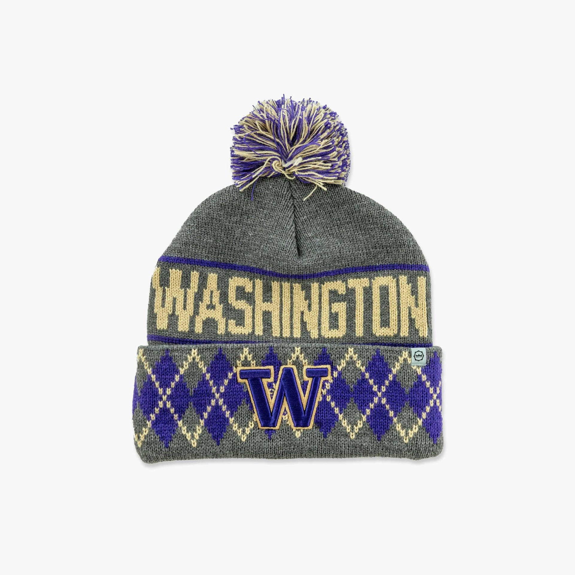 Cuffed Knit Hat Washington Football Beanie Women's '47 Natural Washington Huskies Core Inline Latte Cuffed Knit Hat  With Pom