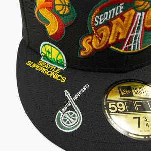 Seattle SuperSonics Black Logo History Fitted Hat