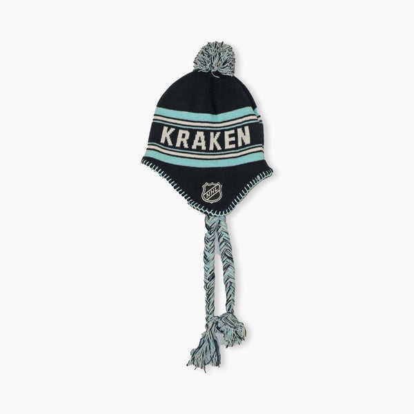 Seattle Kraken Youth Wordmark Jacquard Tassel Knit Beanie