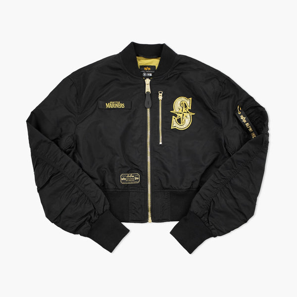 Seattle Mariners Women's Black Alpha Industries Bomber Jacket
