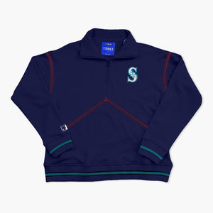 Seattle Mariners Terez Women's Navy Baseball Stitch 1/4-Zip