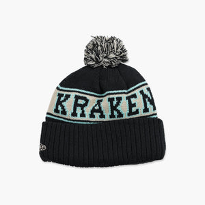 Seattle Kraken Primary Logo Crest Cuff Pom Beanie