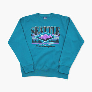 Gabbro Mountains Teal Seattle Crewneck