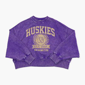 Washington Huskies Purple Vintage Crest Women's Crewneck