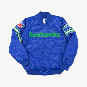 Seattle Seahawks Royal Throwback Satin Starter Jacket