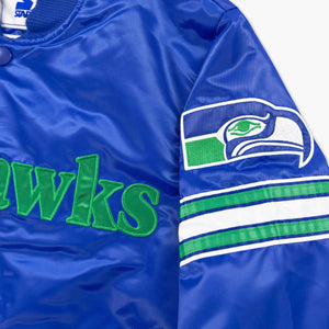 Seattle Seahawks Royal Throwback Satin Starter Jacket