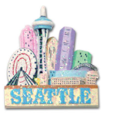 Seattle Skyline Pastel Magnet
