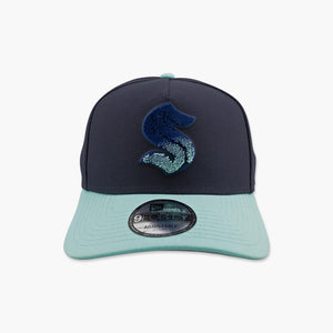 Seattle Kraken Navy & Ice Blue Split Logo A-Frame Snapback