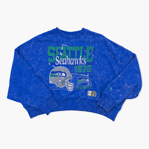 Seattle Seahawks Royal 1976 Collage Women’s Crewneck