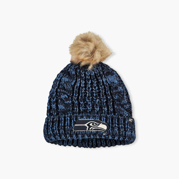 Seattle Seahawks Womens Navy Meeko Cuff Pom Beanie