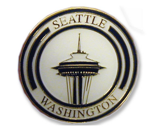 Space Needle Round Lapel Pin