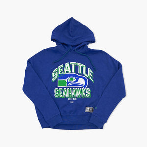 Seattle Seahawks Royal Throwback Logo Stack Women's Hoodie