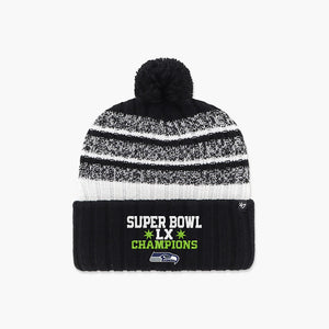 Seattle Seahawks Tavern Super Bowl LX Champions Black Beanie