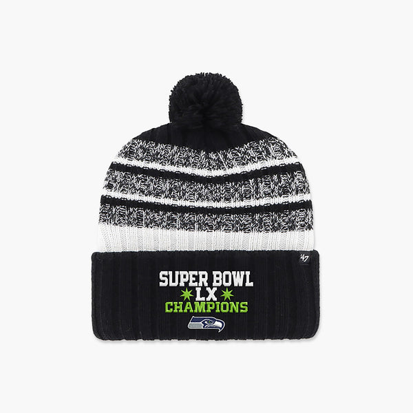 Seattle Seahawks Tavern Super Bowl LX Champions Black Beanie