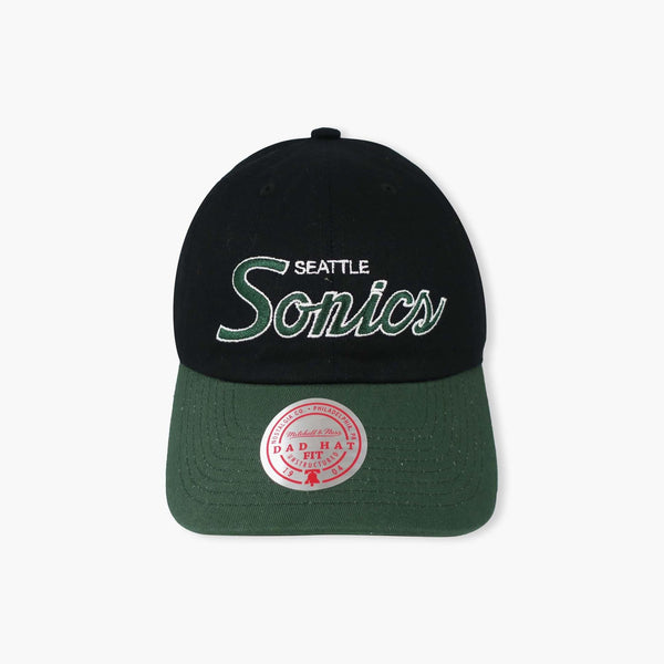 Seattle SuperSonics Black Specialty Script Dad Hat