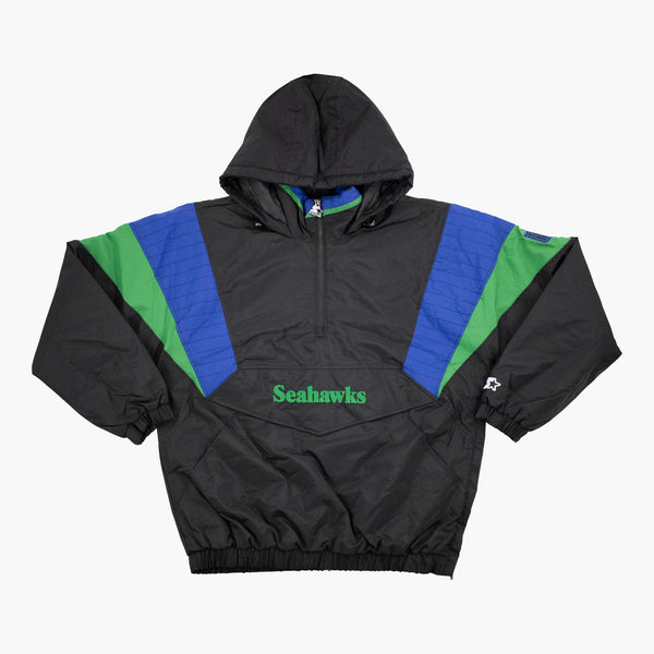Seattle Seahawks Black Breakaway Pullover Crinkle Nylon Starter Jacket