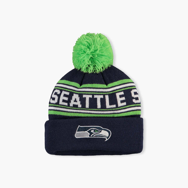 Seattle Seahawks Youth Jacquard Cuff Pom Beanie
