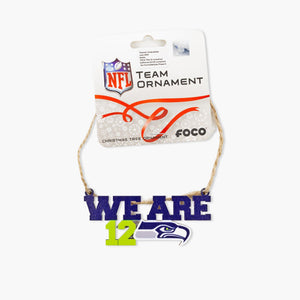 Seattle Seahawks Holiday Slogan Wooden Ornament