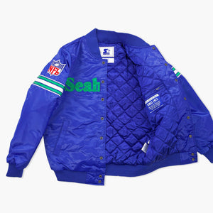 Seattle Seahawks Royal Throwback Satin Starter Jacket