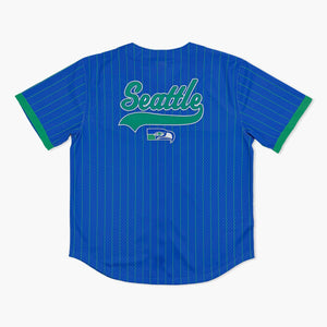 Seattle Seahawks Throwback Royal Striped Baseball Jersey