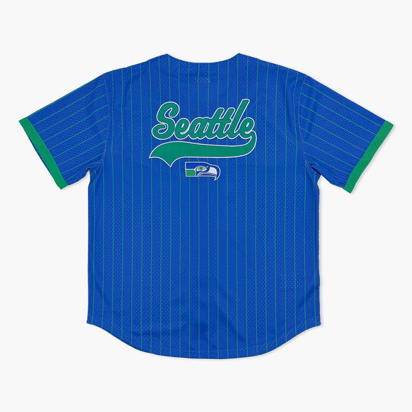 Seattle Seahawks Throwback Royal Striped Baseball Jersey