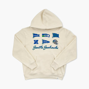 Seattle Seahawks Women's Retro Pennant Cream Hoodie