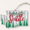 Seattle Glitter Wood Ornament