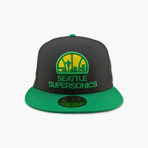 Seattle SuperSonics Black Green 1967 Skyline Fitted Hat