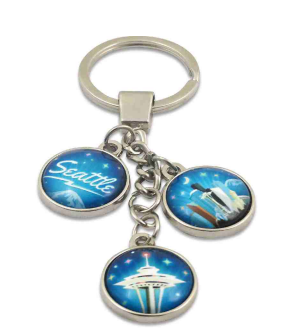 Seattle Glass Charm Trio Keychain