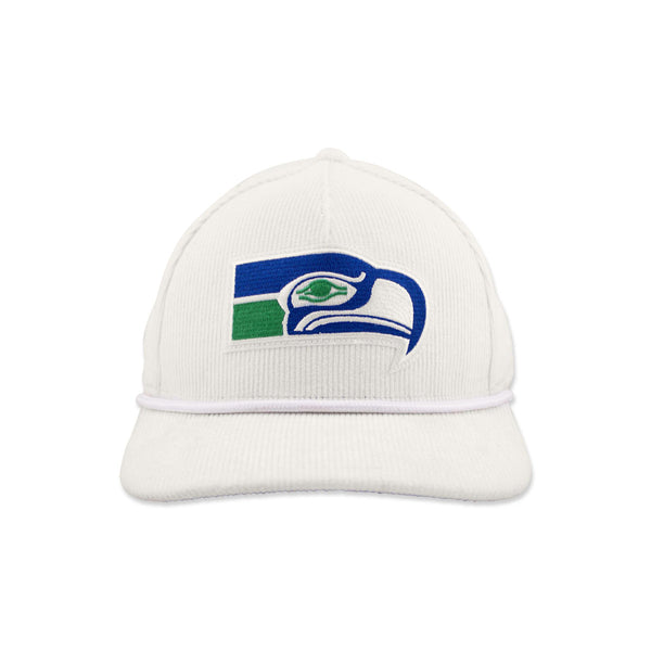 Seattle Seahawks Off White Retro Logo Corduroy Curved Bill Snapback