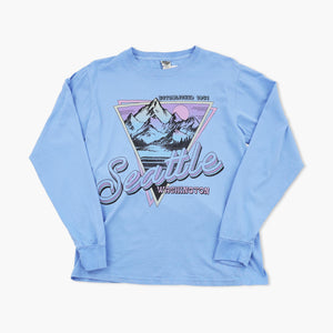 Blissy Mountain Cornflower Blue Seattle Long Sleeve T-Shirt
