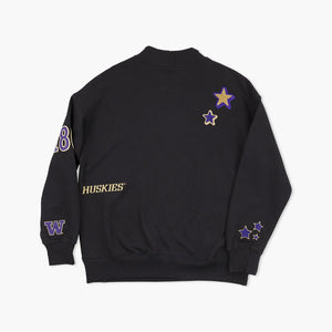 Washington Huskies Black Campus Collage Mockneck Pullover