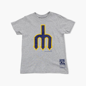 Seattle Mariners Gray Throwback Trident Youth T-Shirt