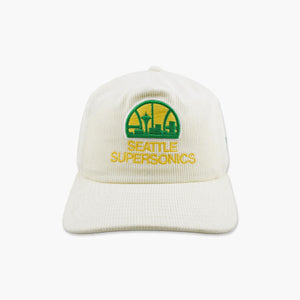 Seattle SuperSonics Chrome Skyline Logo Corduroy Golfer Snapback