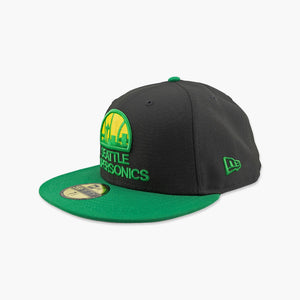 Seattle SuperSonics Black Green 1967 Skyline Fitted Hat