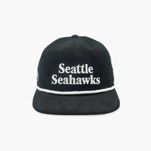 Seattle Seahawks 80's Script Black Corduroy "Golfer" Snapback