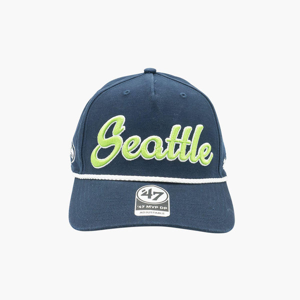 Seattle Seahawks Overhand Navy Script Rope Snapback
