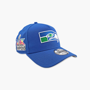 Seattle Seahawks Classic Throwback Royal Super Bowl LX Champions Side Patch A-Frame Hat