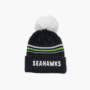 Seattle Seahawks Navy Fuzzy Script Cuff Beanie