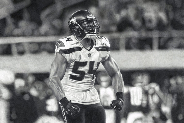 Bobby Wagner 18″ x 12″ Keegan Hall Print - Autographed by Keegan Hall