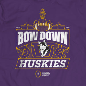 Washington Huskies College Football Playoff Bow Down Purple T-Shirt