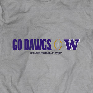 Washington Huskies College Football Playoff Go Dawgs Grey T-Shirt