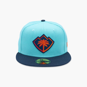 New Era Coachella Valley Firebirds Palm Tree Ice Blue Fitted Hat
