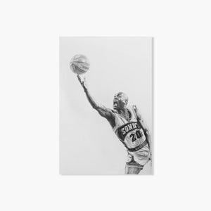 Gary Payton 18″ x 12″ Keegan Hall Print - Autographed by Keegan Hall