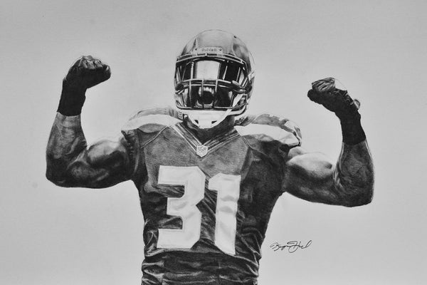 Kam Chancellor 18″ x 12″ Keegan Hall Print - Autographed by Keegan Hall