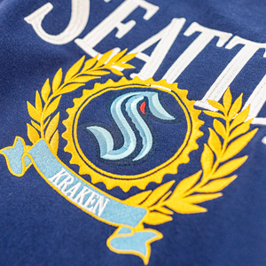 Seattle Kraken Collegiate Navy Embroidered Crewneck
